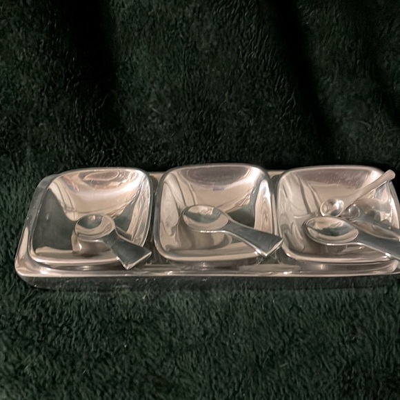 Pottery Barn silver plated 9 piece Condiment Server